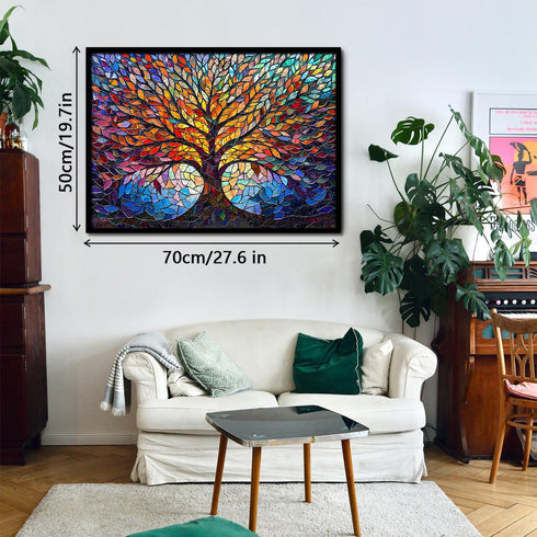 PICKFORU Stained Glass Puzzle Tree of Life for Adults 1000 Pieces, Colorful Mosaic Jigsaw Puzzle