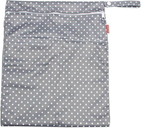 Damero 2pcs Wet and Dry Bag, Travel Bag with Handle for Cloth Diaper, Pumping Parts, Clothes, Gray Dots