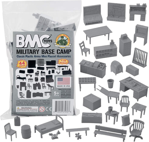BMC Classic Marx Military Base Camp, 44pc Plastic Army Men Playset Accessories