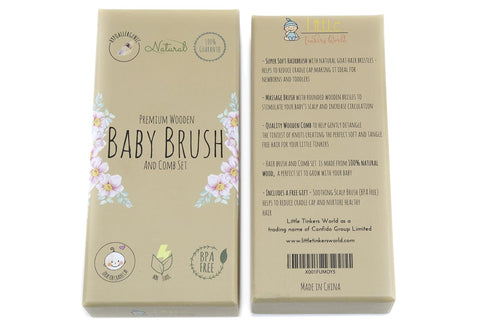 Baby Hair Brush and Comb Set, 4 Piece Wooden Soft Bristle Set for Newborn Girl, Boy, Toddler