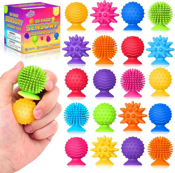 Sensory Fidget Toys Kids Adults 20 Pack Textured Suction Cup Sensory Toys