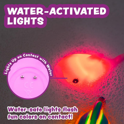 6 Pack Tub Works Mermaid Lagoon Light Up Bath Toys, | Water-Activated Light Up Toys Flash & Change Color | Easy-Grip