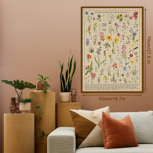 Vintage Wildflowers Puzzle 1000 Pieces for Adult, Botany Plant Flower Puzzle of North America