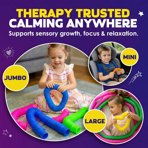 8-Pack 2026, Nutty Toys Jumbo Pop Tubes - XL Sensory Toys - Creative STEM Learning for Kids - Connect & Pop! Top ADHD
