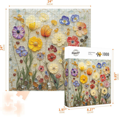 1000 24x24 Inches, Jigsaw Puzzles for Adults Pieces, Colorful Pretty Plant Floral Square Challenging Unique Puzzle