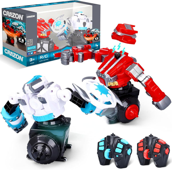 Top Race Remote Control Fighting Toy 2-Pack Red & Blue RC Robots