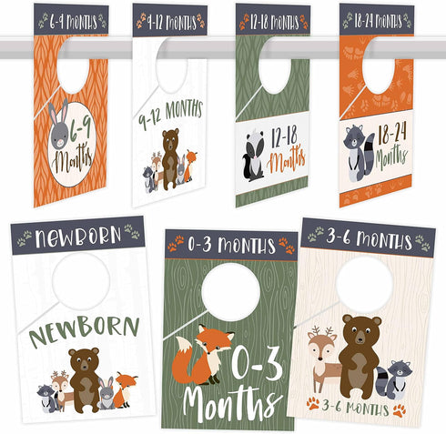 Hadley Designs Woodland Baby Nursery Closet Organizer Dividers, 7pcs for Girls or Boys Clothing, Grey Size Hanger