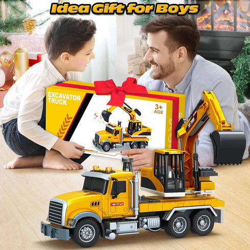 3 4 5 6 7 8 15" Bstoyder Kids Toys for Years Old Boys, Excavator Truck Toy with Lights, Sounds, Toddler Friction