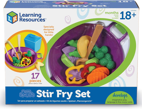 Set, 17 Set, 18 Learning Resources New Sprouts Stir Fry Play Food Toy Wok, Pretend Play Toys for Toddlers, Kitchen