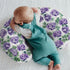 Purple Wildflowers Watercolor Baby Nursing Pillow Covers for Boy Girl Retro Hydrangea Floral Leaves Nursery Slipcovers