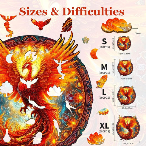 11.8 10.9in 200pcs KAAYEE Wooden Jigsaw Puzzles-Wooden Puzzle Adult Unique Shape Advanced Phoenix Wooden Jigsaw Puzzle