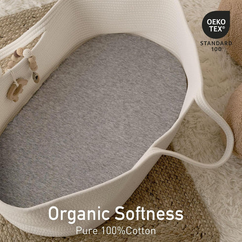 2 Pack, 100% 33"x17"(Grey) Gllquen Baby Bassinet Sheets Organic Cotton Bassinet Fitted Sheets for Girls Boys, Soft