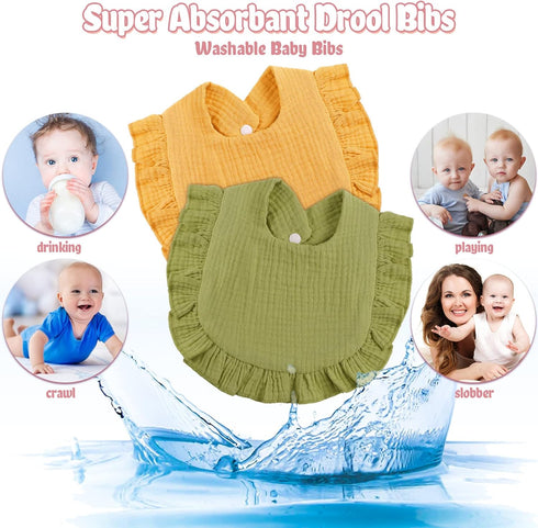 12 Piece Baby Muslin Bibs, Bandana Drool Bibs for Boys and Girls, Soft Adjustable Cotton Teething Bibs