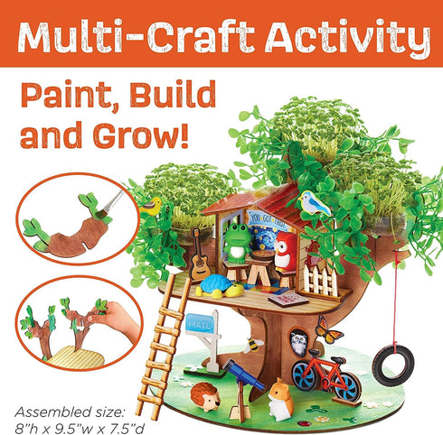 Creativity for Kids Build and Grow Tree House Craft Kit - Treehouse Playset Toy for Boys and Girls