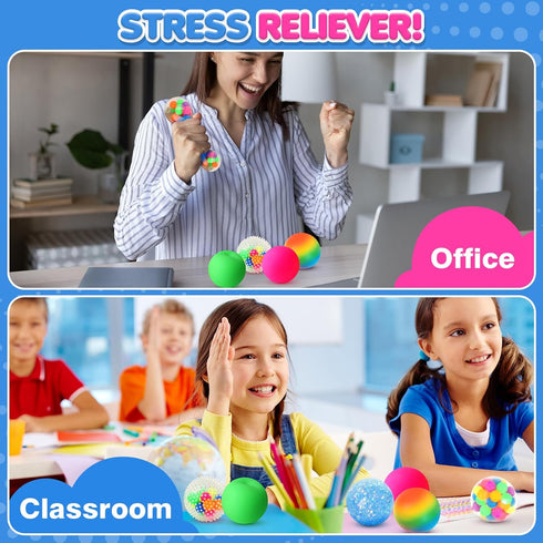 6 Set Squishy Sensory Stress Squeezing Balls forAdults: Best Calming Tool to Relieve Anxiety, Vent Mood and Improve
