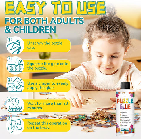 Paistely 200ml 3000/4500/5000 Jigsaw Puzzle Glue with Scraper, Puzzle Glue Clear, Easily Preserves Finished Puzzles