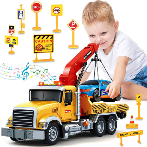 SpringFlower 15" Large Tow Truck Toy, Toy for 3 4 5 6