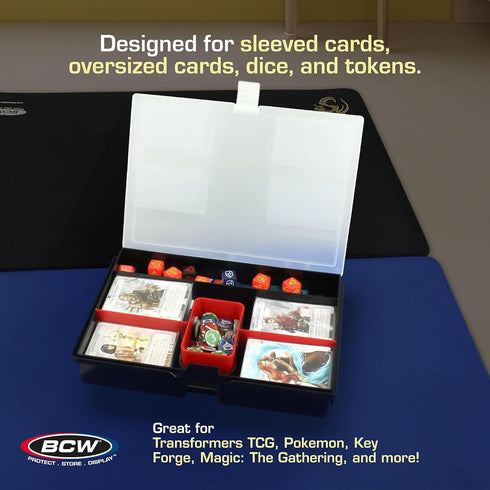 BCW Prime X4 Gaming Box: Playing Card Storage Box for Decks and Game Accessories, Includes Removable Dividers and Dice
