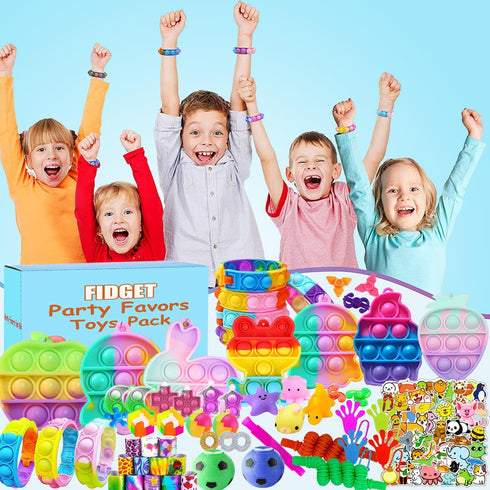 Aibequ 120 Pcs Fidget Toys Party Favors for Kids, Stress Relief Sensory Toys for Anxiety Autism ADHD, Treasure Box Toys