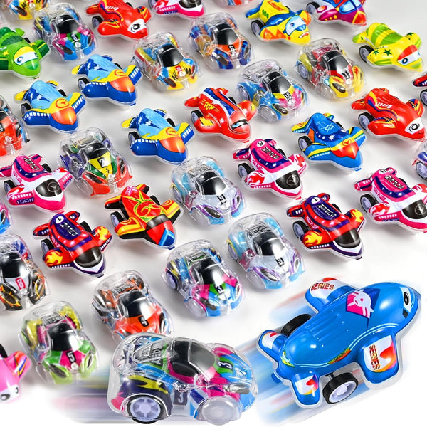 100 Pcs Mini Pull Back Cars and Airplanes Set, Assorted Racing Cars