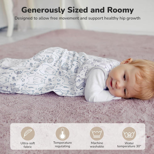 2.5 6-12 Mama Cheetah Baby Sleep Sack TOG, Organic Cotton Baby Wearable Blanket with Two-Way Zipper, Swaddle Transition