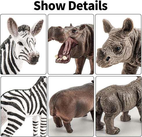 12PCS Set, Playset Realistic Safari Animals Figures Learning Toys Large African Animal Toys, Wild Zoo Animal Toys