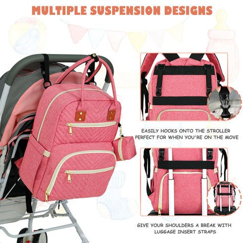 Backpack, Backpack Tenot Baby Diaper Bag Travel Diaper Bags for Babys Girl Boy Large Capacity Baby Bag for Women Pink