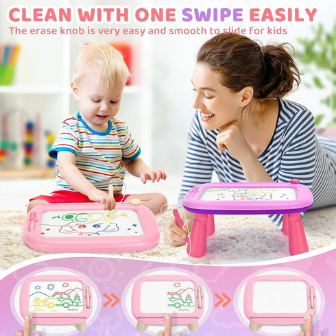 Officygnet Toddler Toys for 1 2 3 Year Old Girls, 2 Pack Magnetic Drawing Board, Doodle Board for Learning