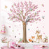decalmile Woodland Animals Large Flower Tree Wall Decals Cherry Blossom Deer Fox Wall Stickers Baby Nursery Kids