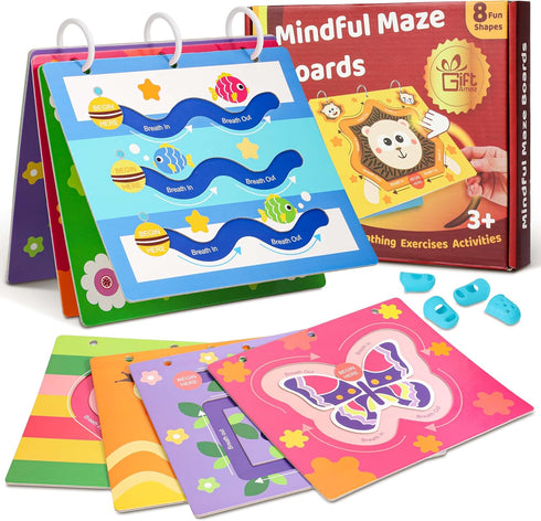 GiftAmaz Mindful Maze Boards, Calming Toys for Kids, Finger Path Breathing Boards,