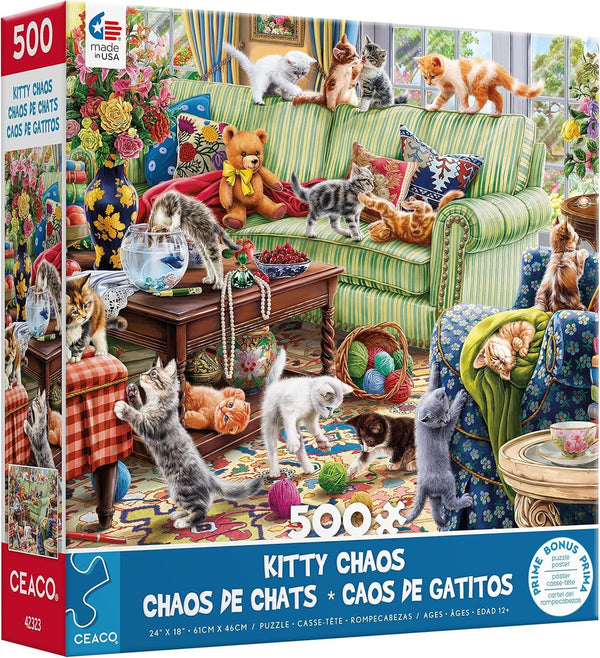 Ceaco - Paws Gone Wild - Kitty Chaos - 500 Piece Jigsaw