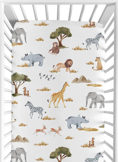 Sweet Jojo Designs Fitted Baby Crib Sheets (Jungle Safari Animals) for Boys