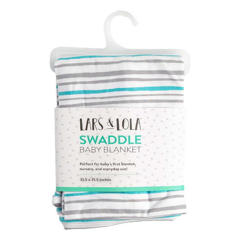 Lars & Lola Cozy 31.5 31.5 inches Baby Swaddle Blanket for Baby Boy or Girl Unisex Wrap Soft Baby Essentials x Mint
