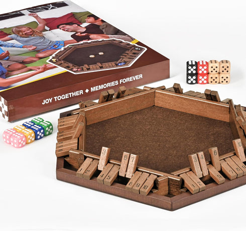 6-Way 1-6 ropoda Shut The Box Game-Upgraded Player Wooden Dice Game for Adults and Kids, Addition Training, Fun