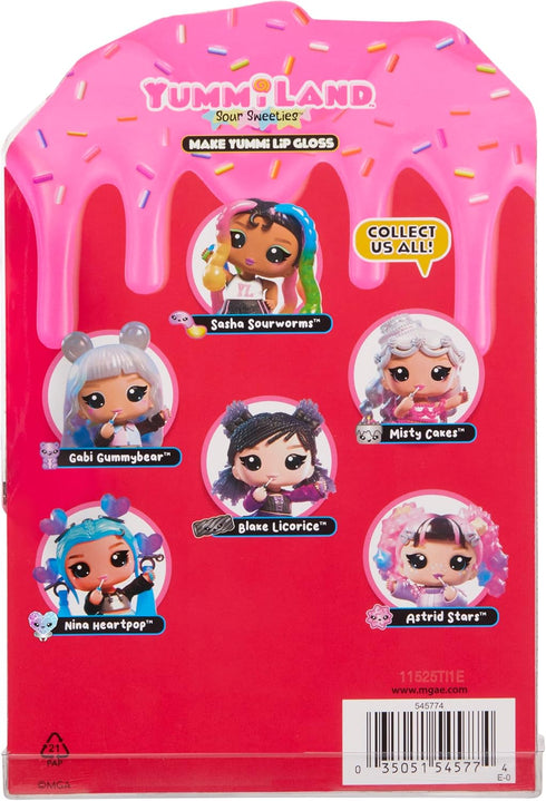 Yummiland 4+ Lip Gloss Doll: Sour Sweeties - Blake Licorice Includes DIY Lip Gloss + Removable Keychain, Cosmetic Play