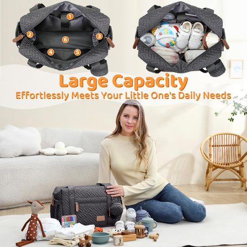 Spacious JOLLITO Travel Diaper Tote - Large Capacity with Changing Pad & Ideal for Hospital Use