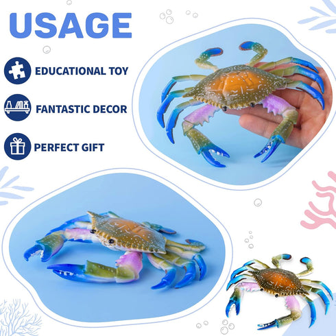 2Pcs Crab Toys for Babies, Realistic Ocean Animal Educational Model, Bath Toy for Kids