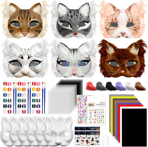 Blurap 83pcs Therian Mask Kit, Cat Mask Base Kit, DIY Furry Masks