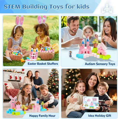 3+ 3-4 4-5 6-8 Hiwawind Updated Magnetic Blocks-Princess Castle, Creative Magnetic Building Blocks Toddler Toys