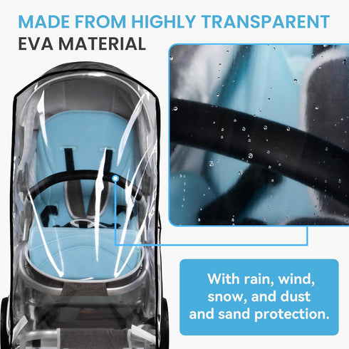 bemece Double Stroller Rain Cover, Weather Shield Double Stroller for Front and Rear Seats Twin Stroller, Baby Outdoor