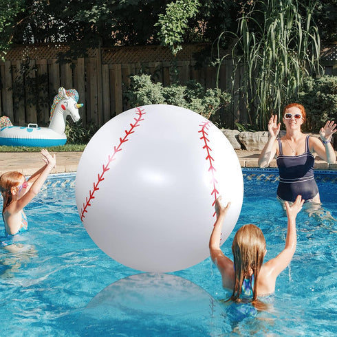 Meooeck 2 Pcs Giant Inflatable Beach Balls 40 Inch Large Baseball PVC Blow Up Float Toys for Summer Pool Party Games