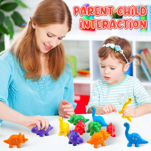 Montessori Learning Toys for Toddlers 1-3, Matching Letters Fine Motor Toy, 26 PCS ABC Dinosaur Alphabet Games