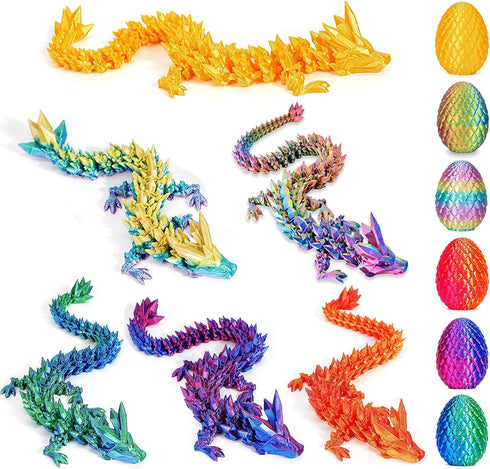 JOD 6PCS 3D Printed Dragon Eggs with Dragon Inside Articulated Fidget Toys,