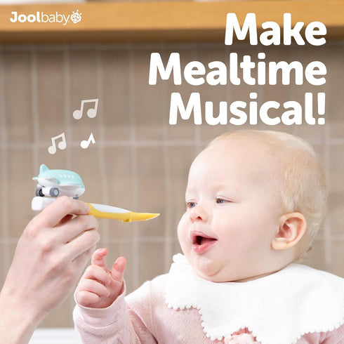 3 6+ Jool Baby Musical Baby Spoons, Spoons + Plane with Fun Sounds - Multi-Stage Spoon for Infant Feeding & Training