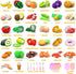 JASNKKONT 94 Set (45 Pcs Cutting Play Food for Kid Kitchen Items), Pretend Play Food with Shopping Basket, Fake Food