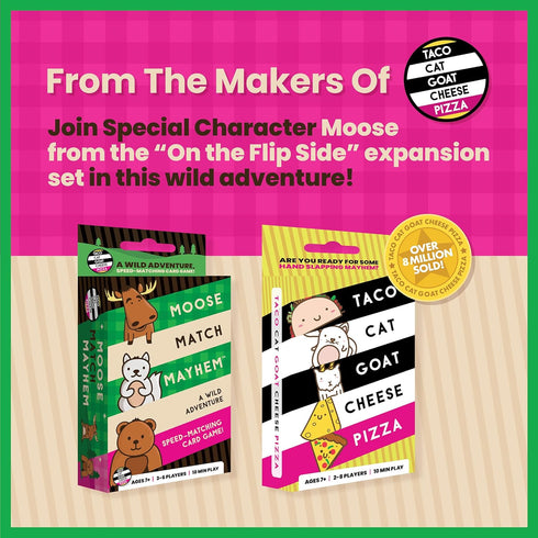 Moose Match Mayhem by Taco Cat Goat Cheese Pizza – Speed-Matching Card Game for Family Game Night, Ages 7+