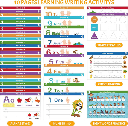 3 4 5 Handwriting Practice Book for Kids, Toddler Preschool Learning Activity for Year Old, Kindergarten Educational
