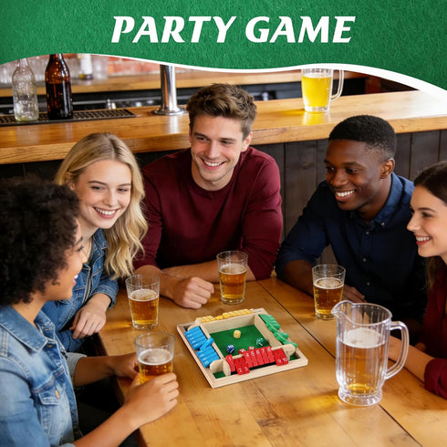 Uowivi 2-4 Shut The Box Game - Math Dice Board Game for Family Night Classroom Travel, Wooden Table for Players
