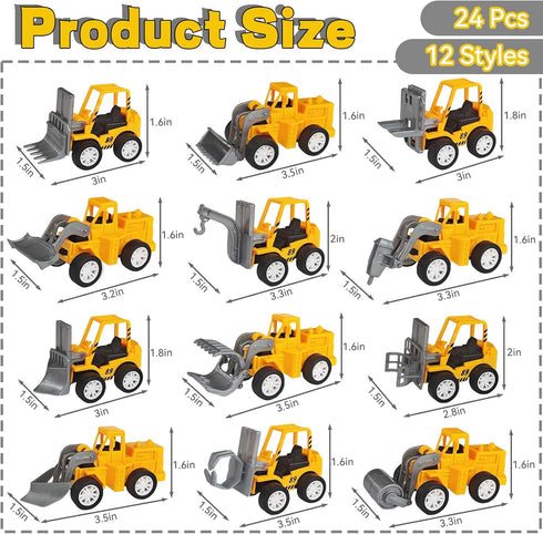 24 OJYUDD Pcs Mini Construction Vehicles,Pull Back Engineering Vehicles,Play Figure Vehicles Toys for Birthday Party
