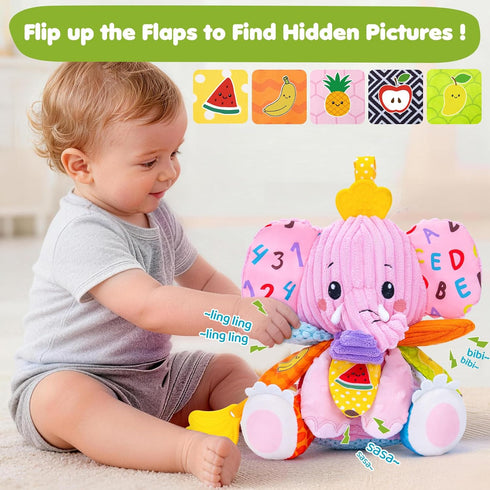 JoySpark Toys 0-6 6-12 3 4 5 6 7 8 9+ Tummy Baby Girl Toys Months, Sensory Musical Toddler Toy for Months, Pink